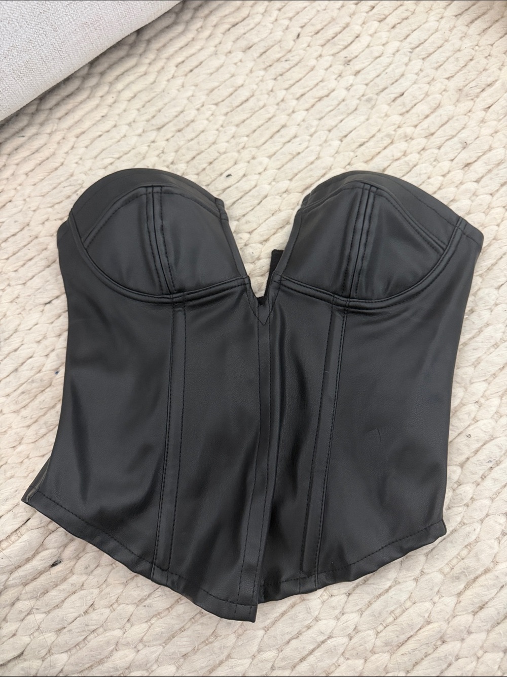 Strapless Black Bustier One-Piece Swim Top
